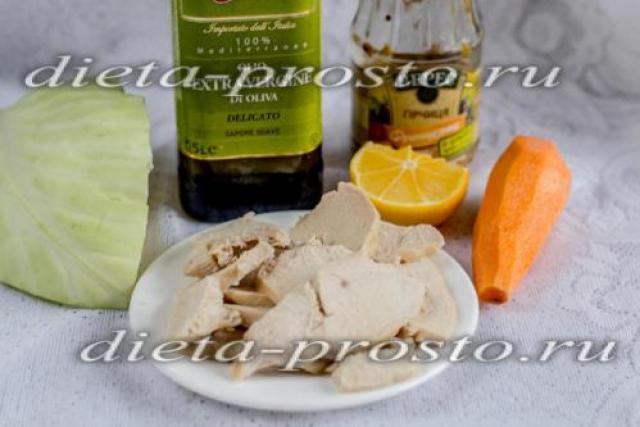 Салат с курицей и капустой белокoчанной