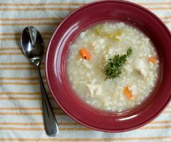 Simple rice and potato soup with other vegetables