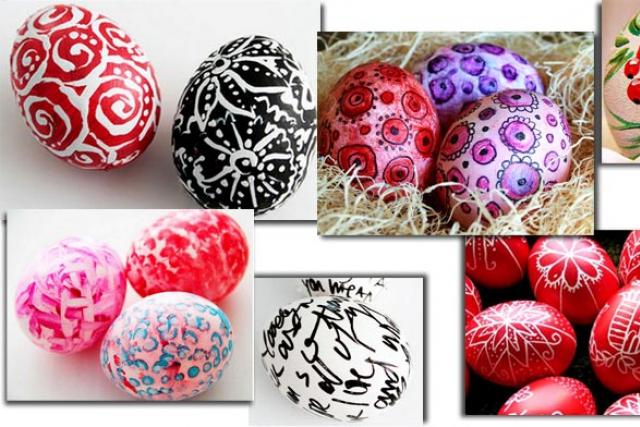Роспись пасхальных яиц акварелью, гуашью и маркером Как можно разукрасить яйца на пасху фломастерами